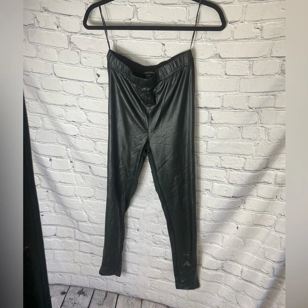 5/$20 Black‎ Faux Leather & Fabric Gothcore Dark Academia Corpcore Leggings Sz M